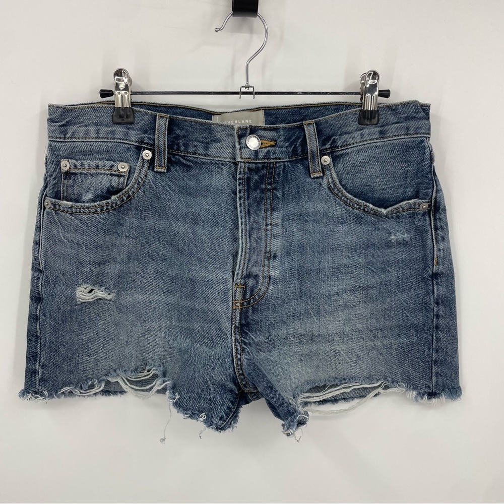 Everlane The Relaxed 90s Shorts Button Fly Raw Hem Organic Denim Cutoffs Size 27
